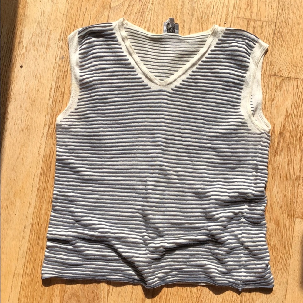Armani Collezioni sleeveless blue/gray & white top
